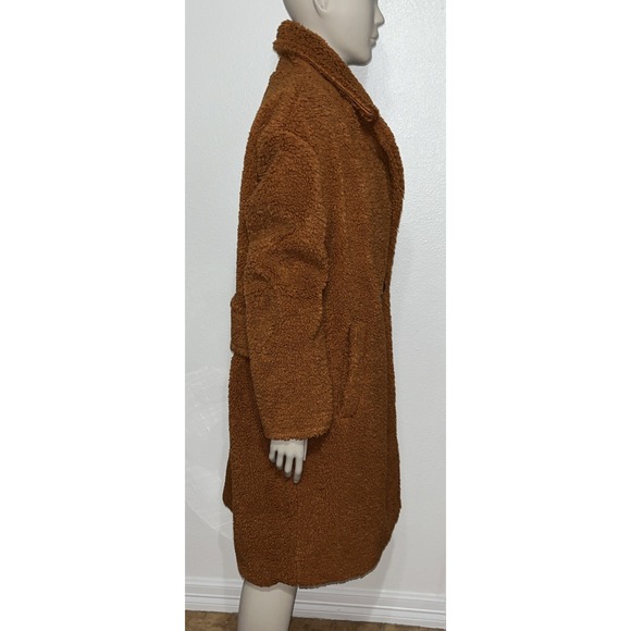 Maeve by Anthropologie Brown Silas Sherpa Long Coat Two Button Front Sz Med NWTs - Picture 2 of 14